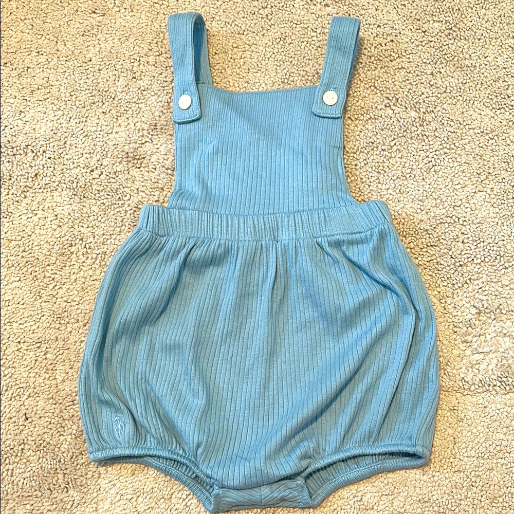 Blue Ribbed Baby Romper / Bubble